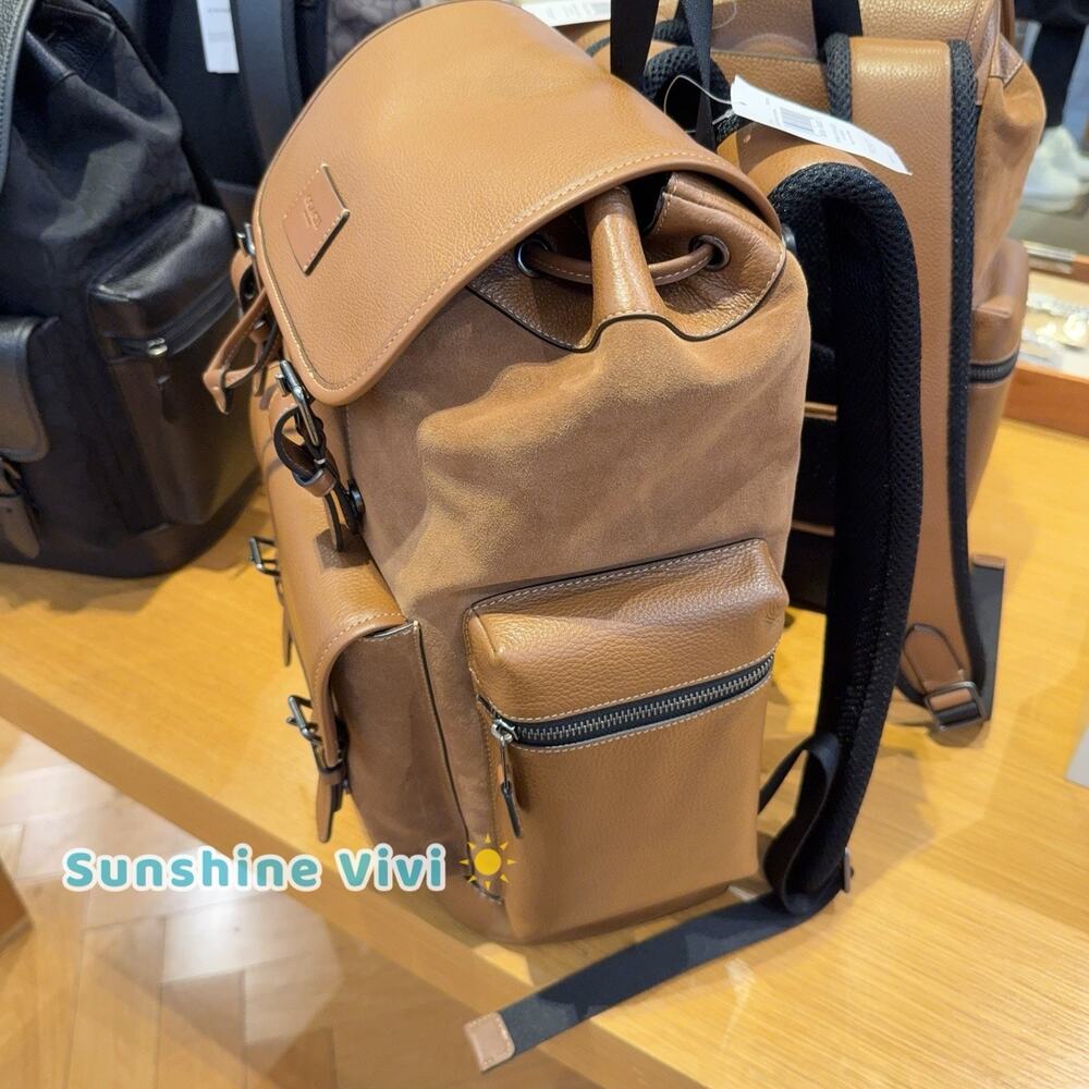 NWT Coach MEN's Sprint Backpack CCG12 suede 2025 Fall🔥🔥 Cognac/Sienna - Picture 5 of 12
